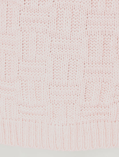 Pull uni en maille à imprimé graphique - Rose - 3