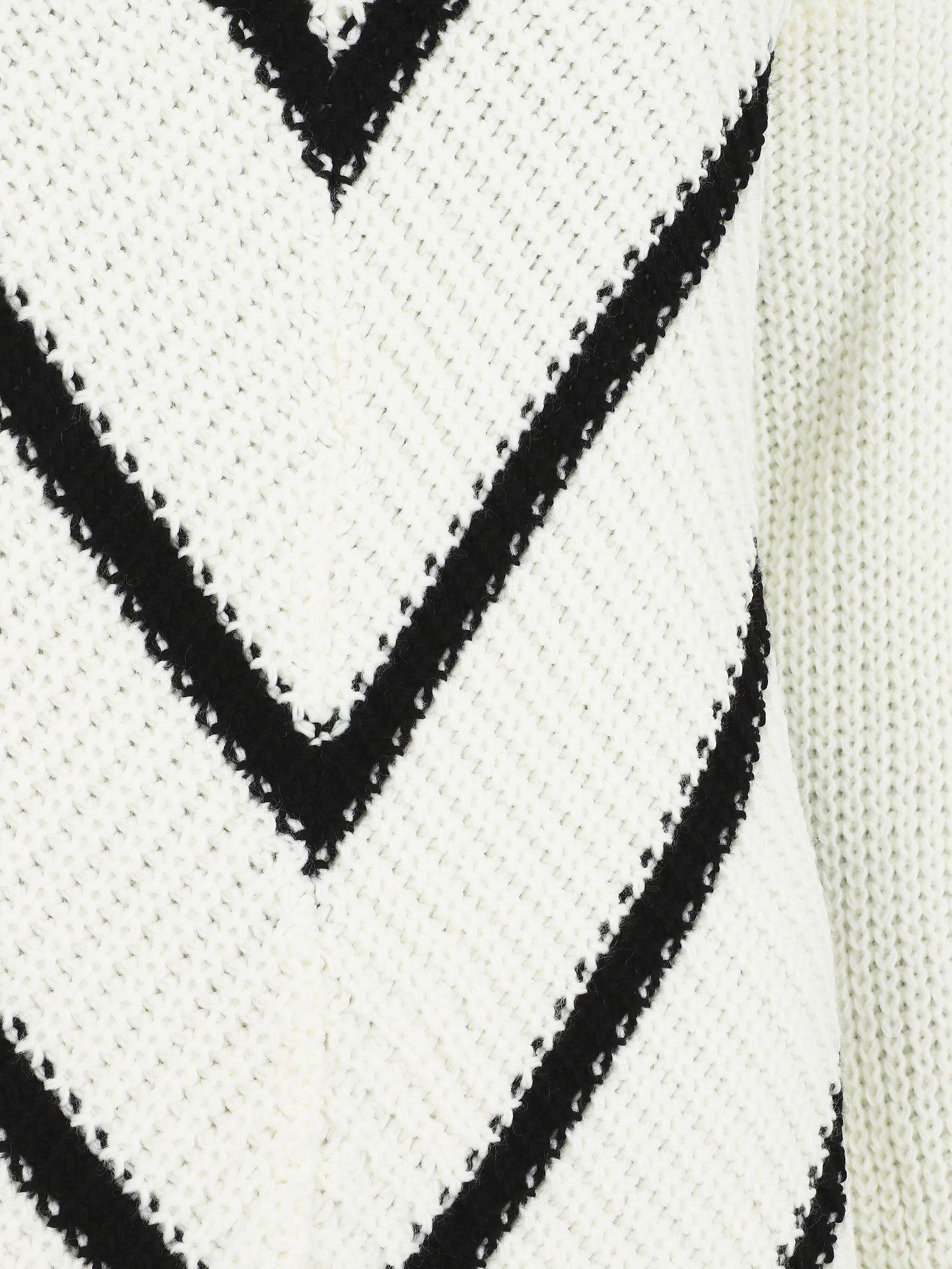 Pull en maille imprimé rayures en V - Blanc - 3