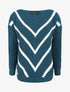 Pull en maille imprimé rayures en V - Bleu canard - 5