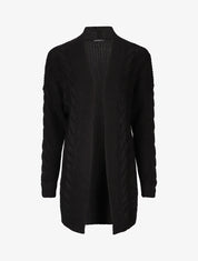 Gilet long ouvert en maille - Noir - 4