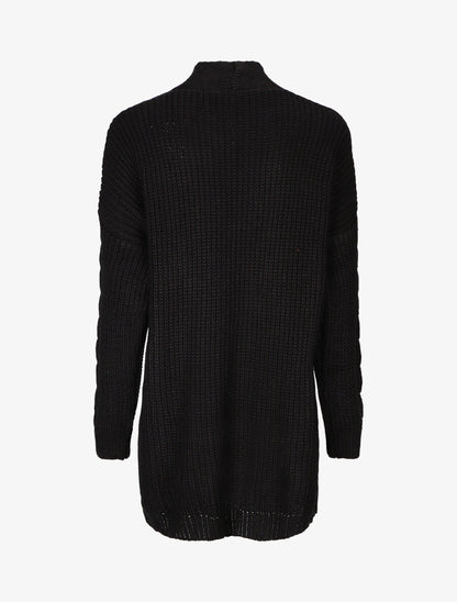 Gilet long ouvert en maille - Noir - 2