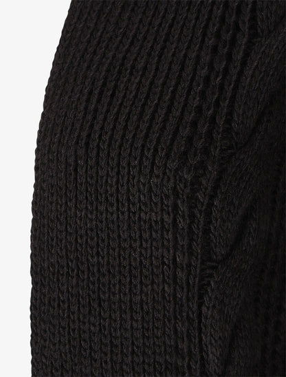 Gilet long ouvert en maille - Noir - 3