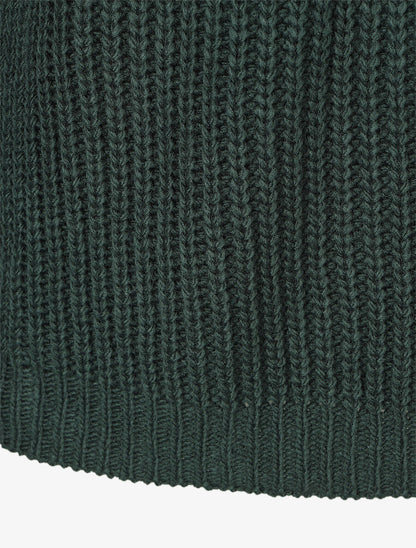 Pull uni en grosse maille à col bateau - Vert sapin - 3