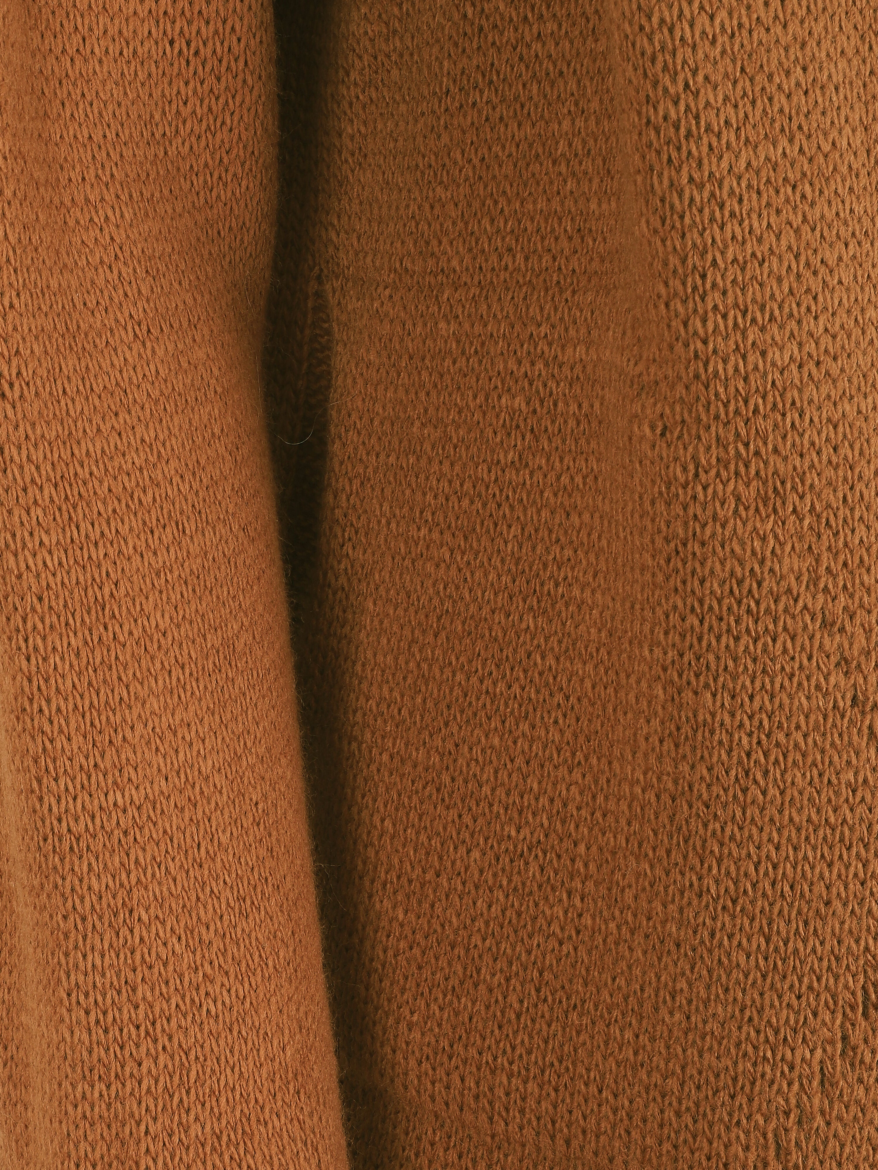 Gilet mi-long ouvert en maille - Camel - 3