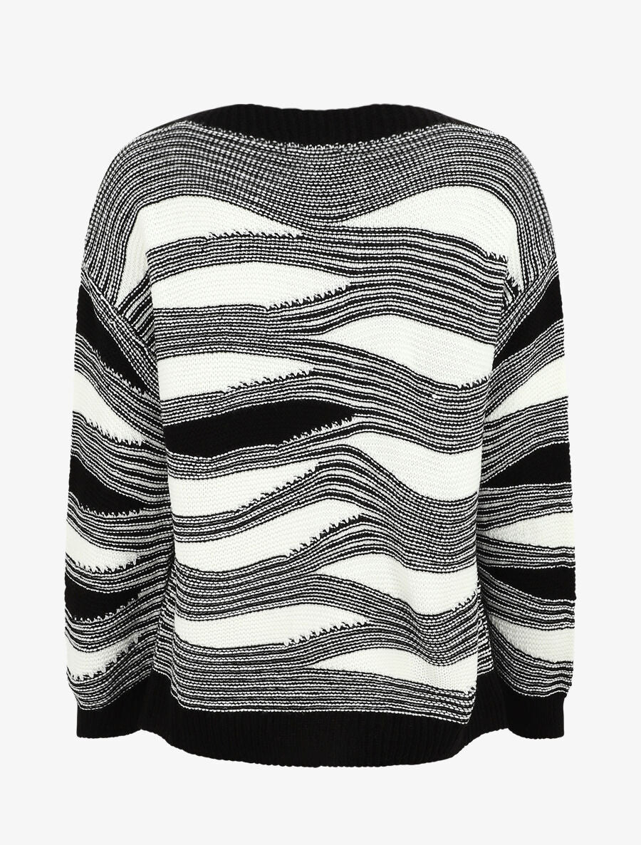 Pull coupe droite imprimé graphique - Noir - 2
