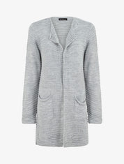 Gilet mi-long côtelé - Gris - 4