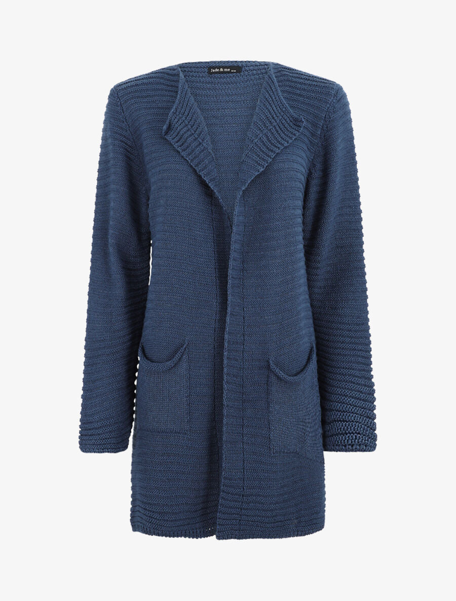 Gilet mi-long côtelé - Bleu foncé - 5