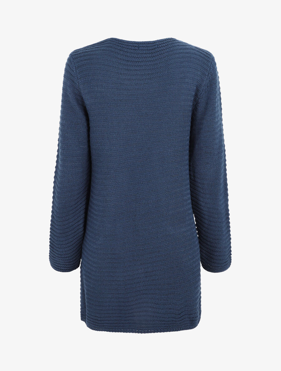 Gilet mi-long côtelé - Bleu foncé - 2