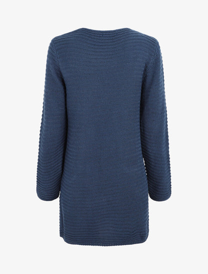 Gilet mi-long côtelé - Bleu foncé - 2