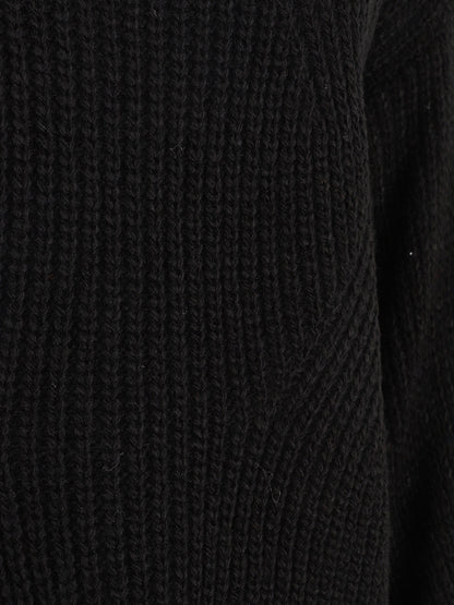 Pull loose à col bateau - Noir - 3