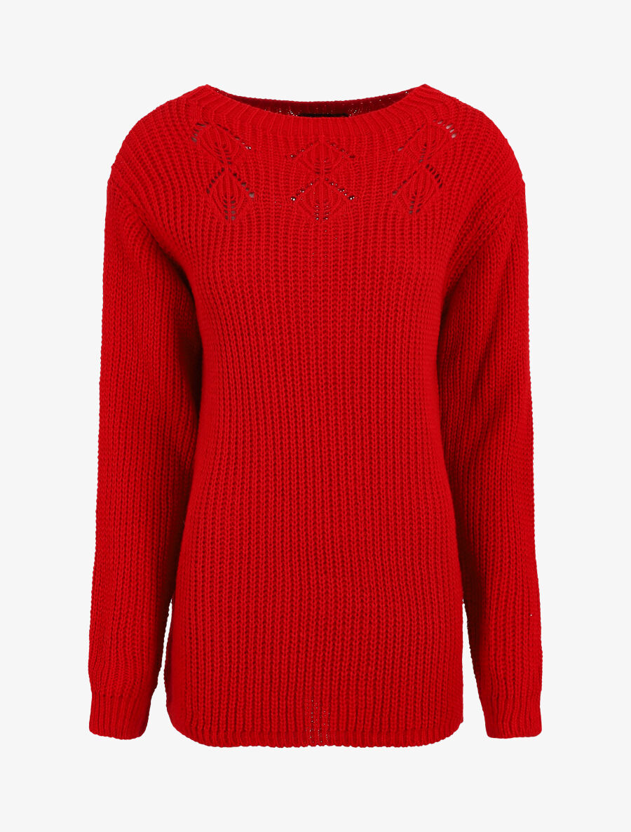 Pull long uni - Rouge - 5
