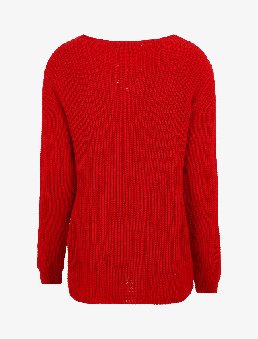 Pull long uni - Rouge - 2