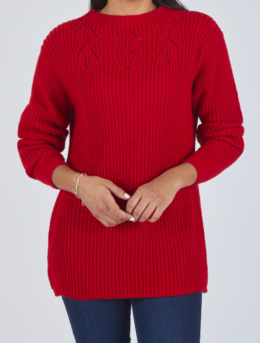 Pull long uni - Rouge - 4