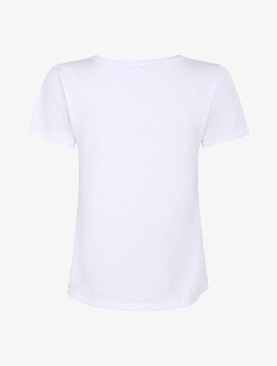 T-shirt à motif plumes et strass - Blanc - 2