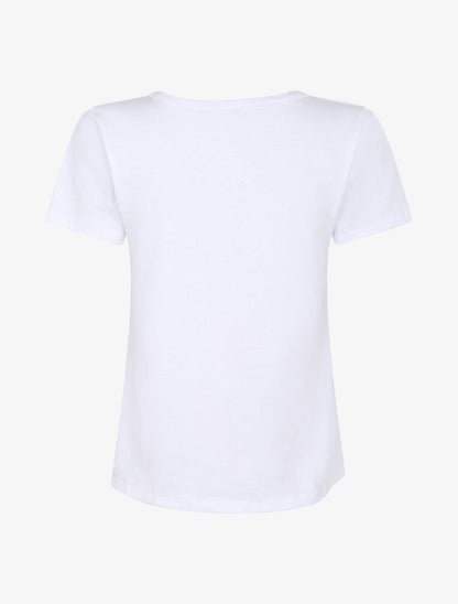 T-shirt à motif plumes et strass - Blanc - 2