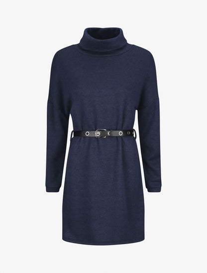 Robe pull à col roulé - Marine - 5