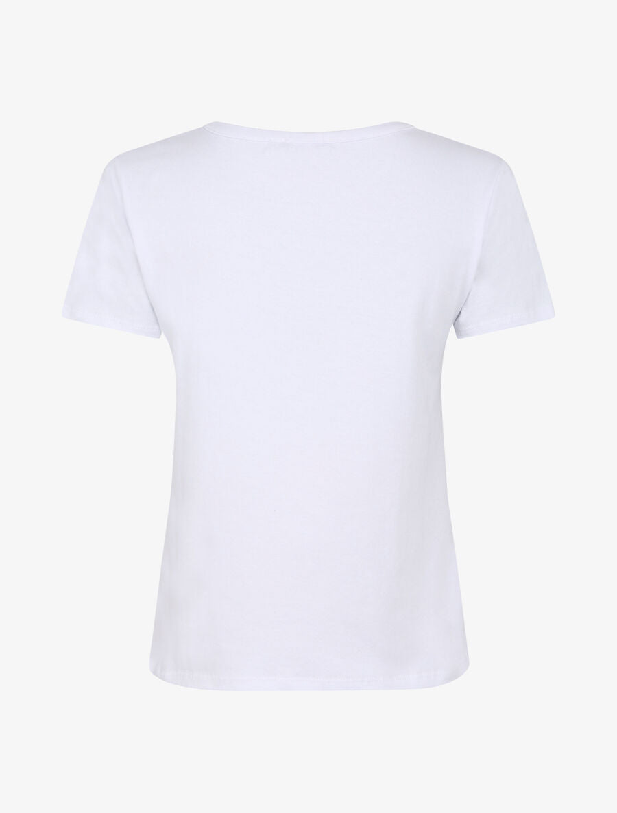 T-shirt à motif coquillage et strass - Blanc - 2