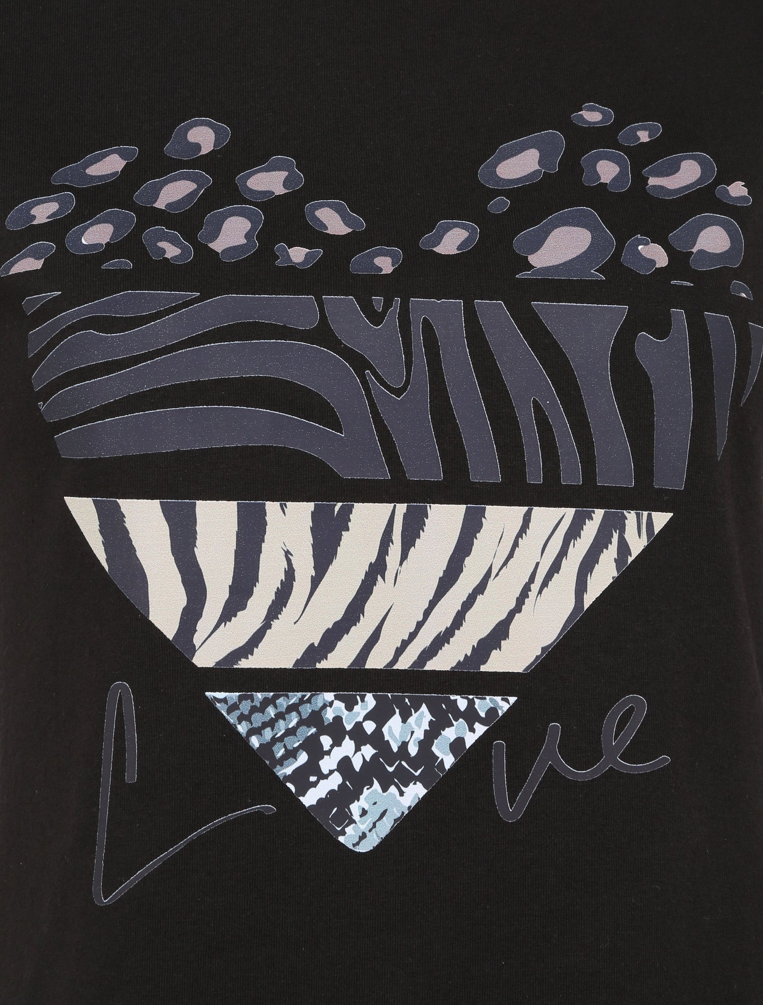 T-shirt à motif coeur et imprimé animaux - Noir - 3