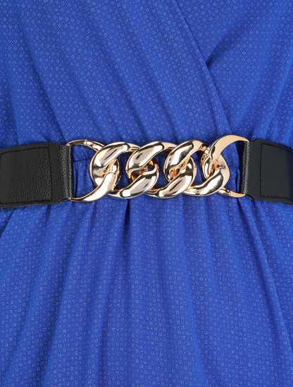 Robe à col cache-coeur volantée - Bleu roi - 3