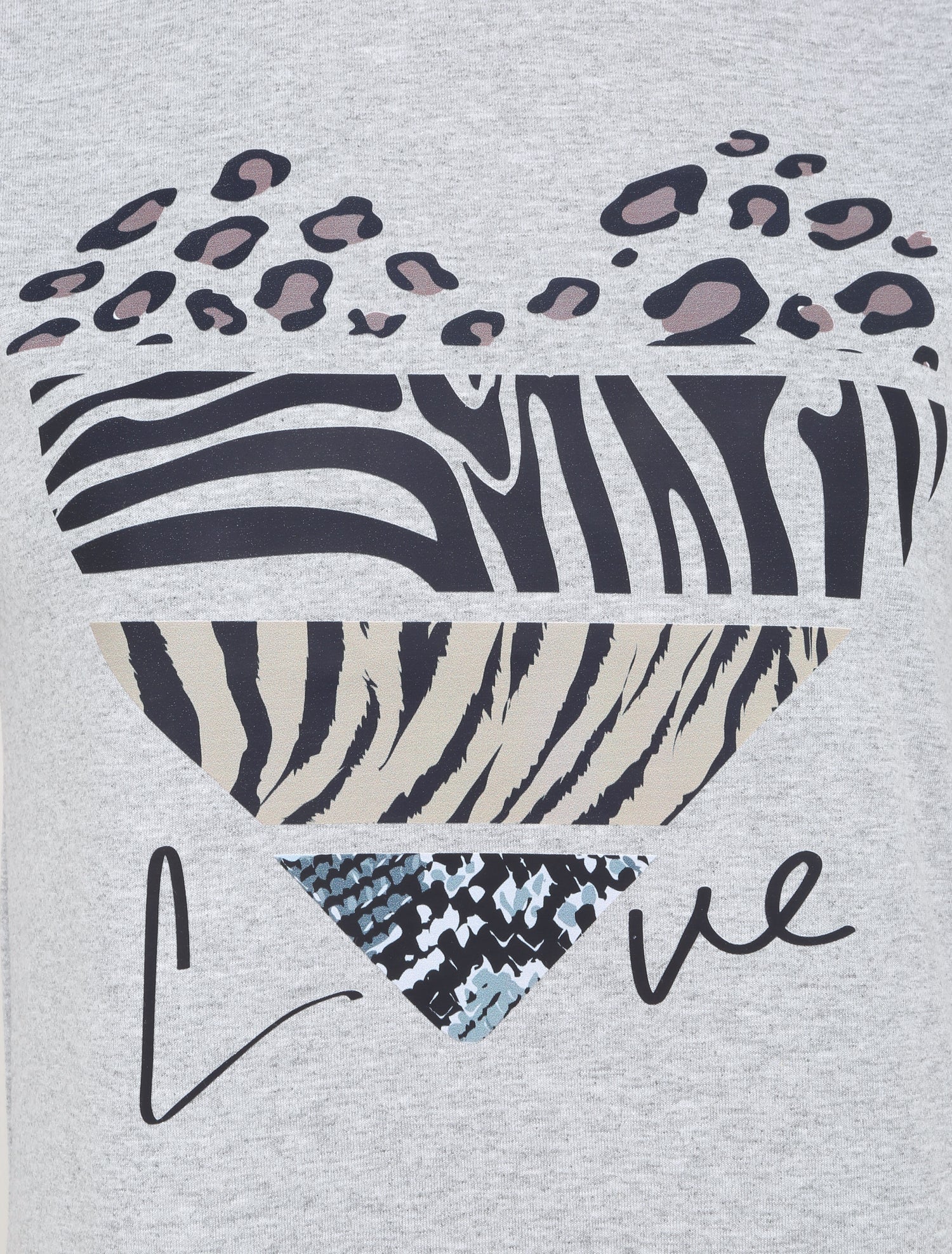 T-shirt à motif coeur et imprimé animaux - Gris - 3