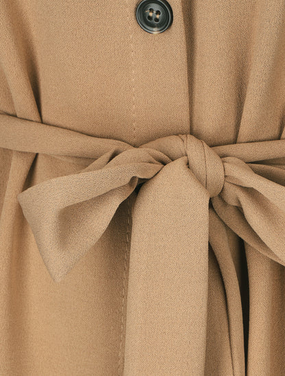 Chemise unie et liens à nouer - Camel - 3