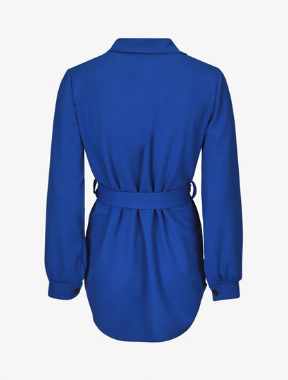 Chemise unie et liens à nouer - Bleu roi - 2