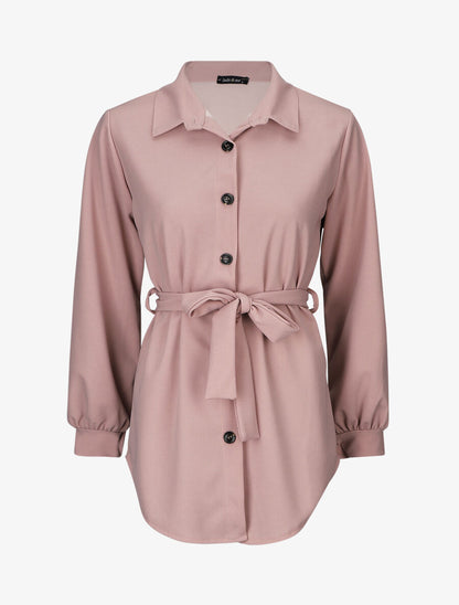 Chemise unie et liens à nouer - Vieux rose - 1