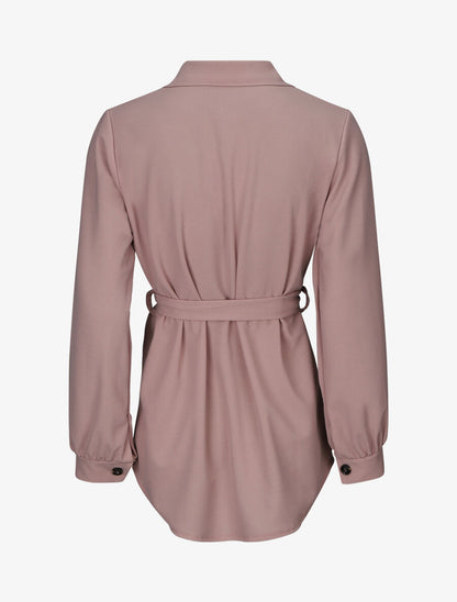 Chemise unie et liens à nouer - Vieux rose - 2