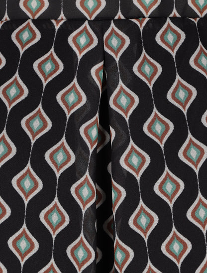 Blouse en voile imprimé vintage - Noir - 3