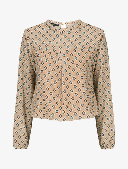 Blouse en voile imprimé vintage - Beige - 5