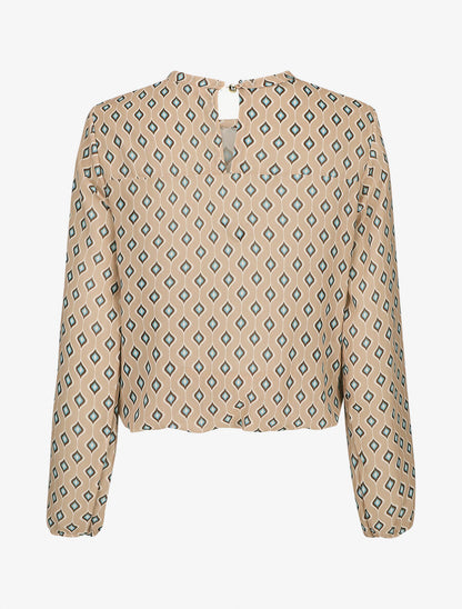 Blouse en voile imprimé vintage - Beige - 2