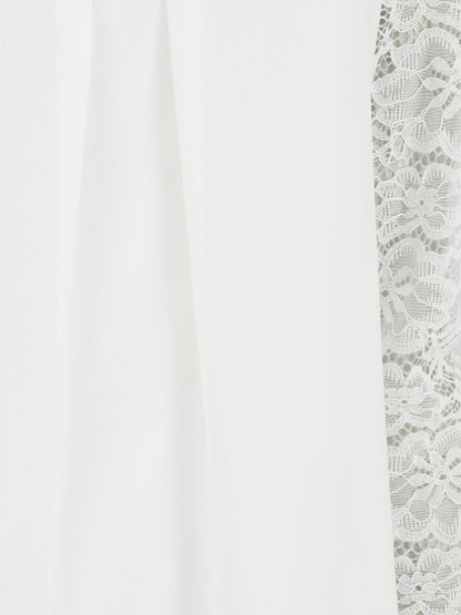 Top droit à manches en dentelle - Blanc - 3