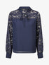 Blouse à manches longues ajourées en dentelle - Marine - 5