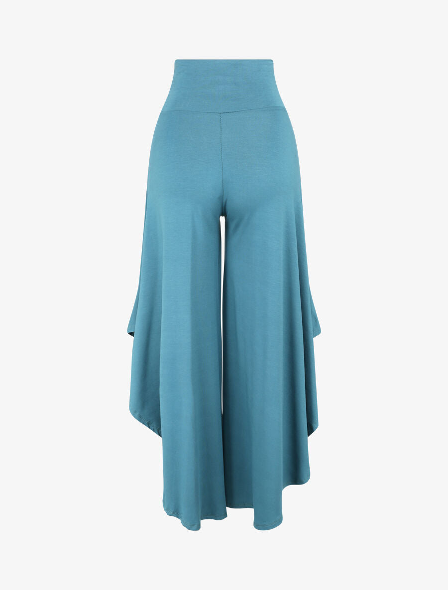 Pantalon ample à bords asymétriques - Bleu canard - 2