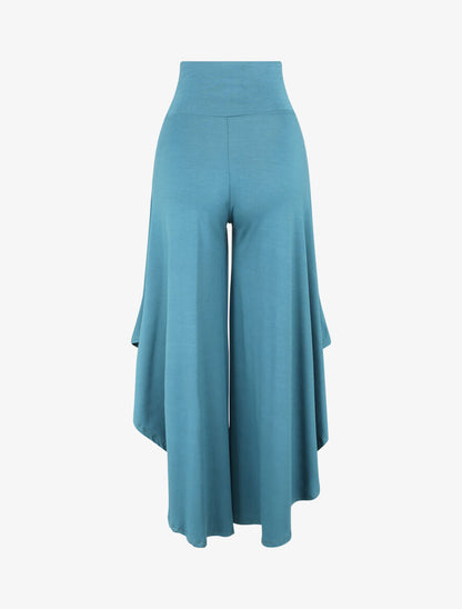 Pantalon ample à bords asymétriques - Bleu canard - 2