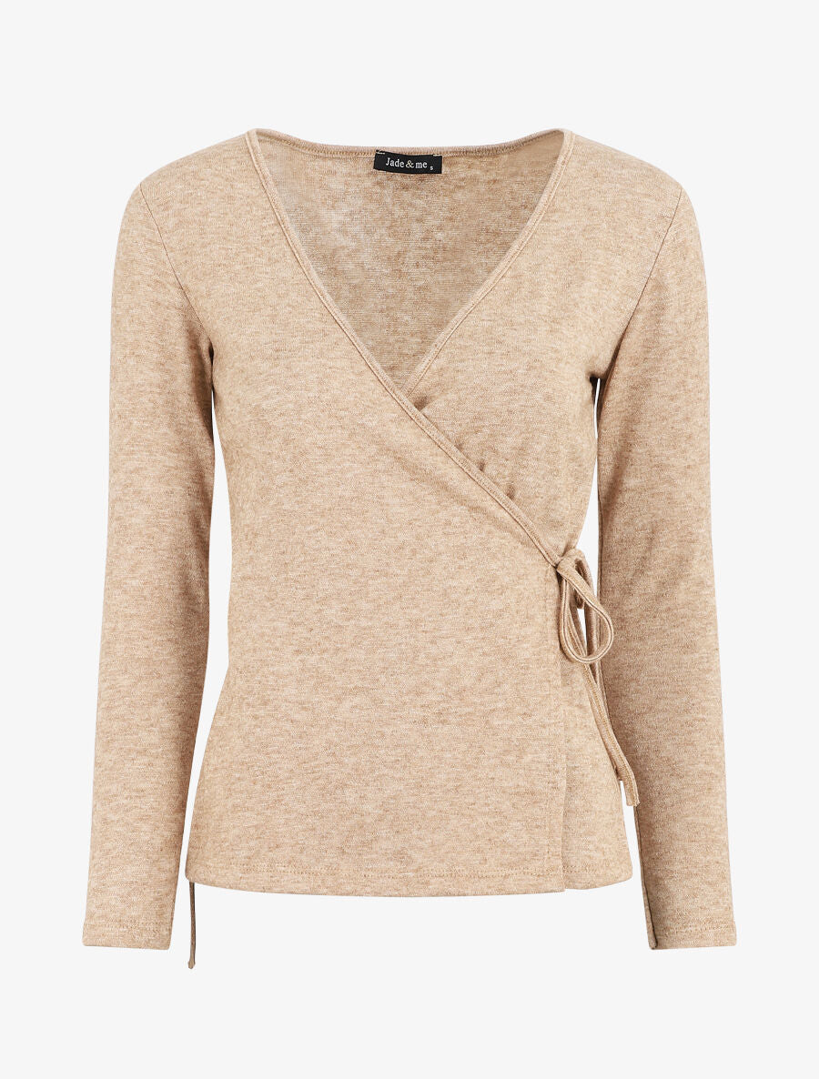 Pull cache-coeur uni - Beige - 1