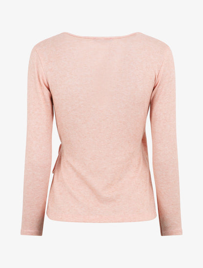 Pull cache-coeur uni - Rose poudré - 2