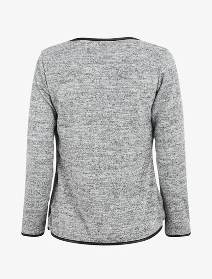 Gilet chiné à liseré texturé - Gris - 2