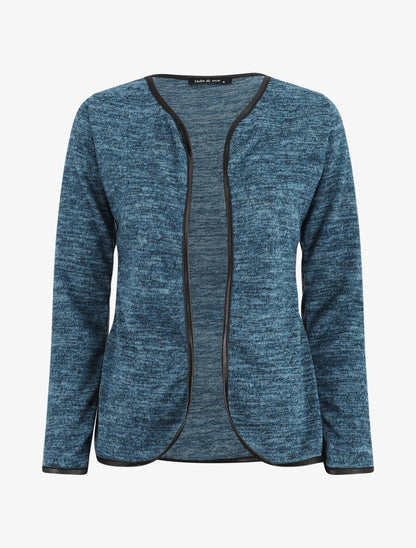 Gilet chiné à liseré texturé - Bleu canard - 1