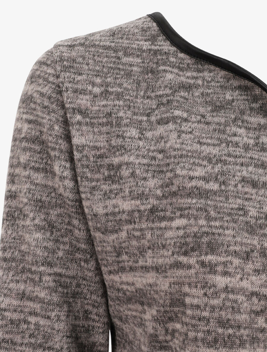 Gilet chiné à liseré texturé - Taupe - 3