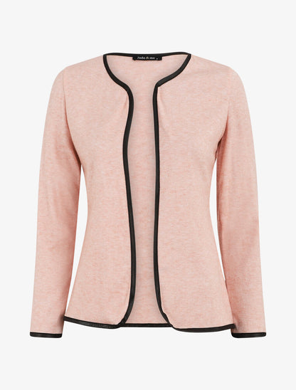 Gilet uni à liseré texturé - Rose poudré - 5