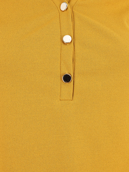 Blouse unie à dentelle - Moutarde - 3