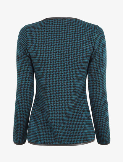 Gilet ouvert imprimé pied de poule - Bleu canard - 2