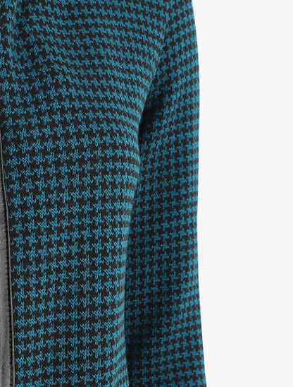 Gilet ouvert imprimé pied de poule - Bleu canard - 3