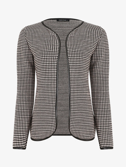 Gilet ouvert imprimé pied de poule - Rose pâle - 1
