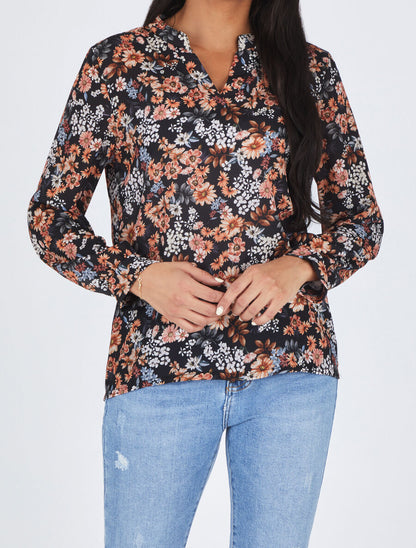 Blouse fluide imprimé floral - Noir - 4
