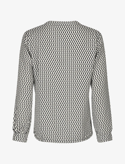 Blouse fluide imprimé graphique - Noir - 2