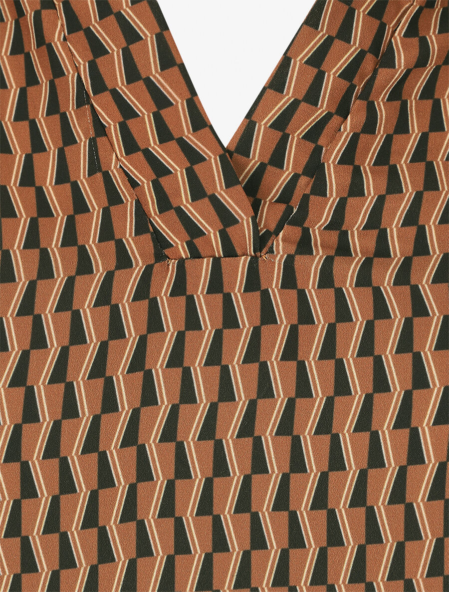 Blouse fluide imprimé graphique - Camel - 3