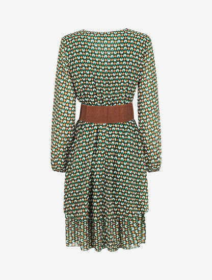 Robe col cache-coeur imprimé mosaïque - Vert - 2