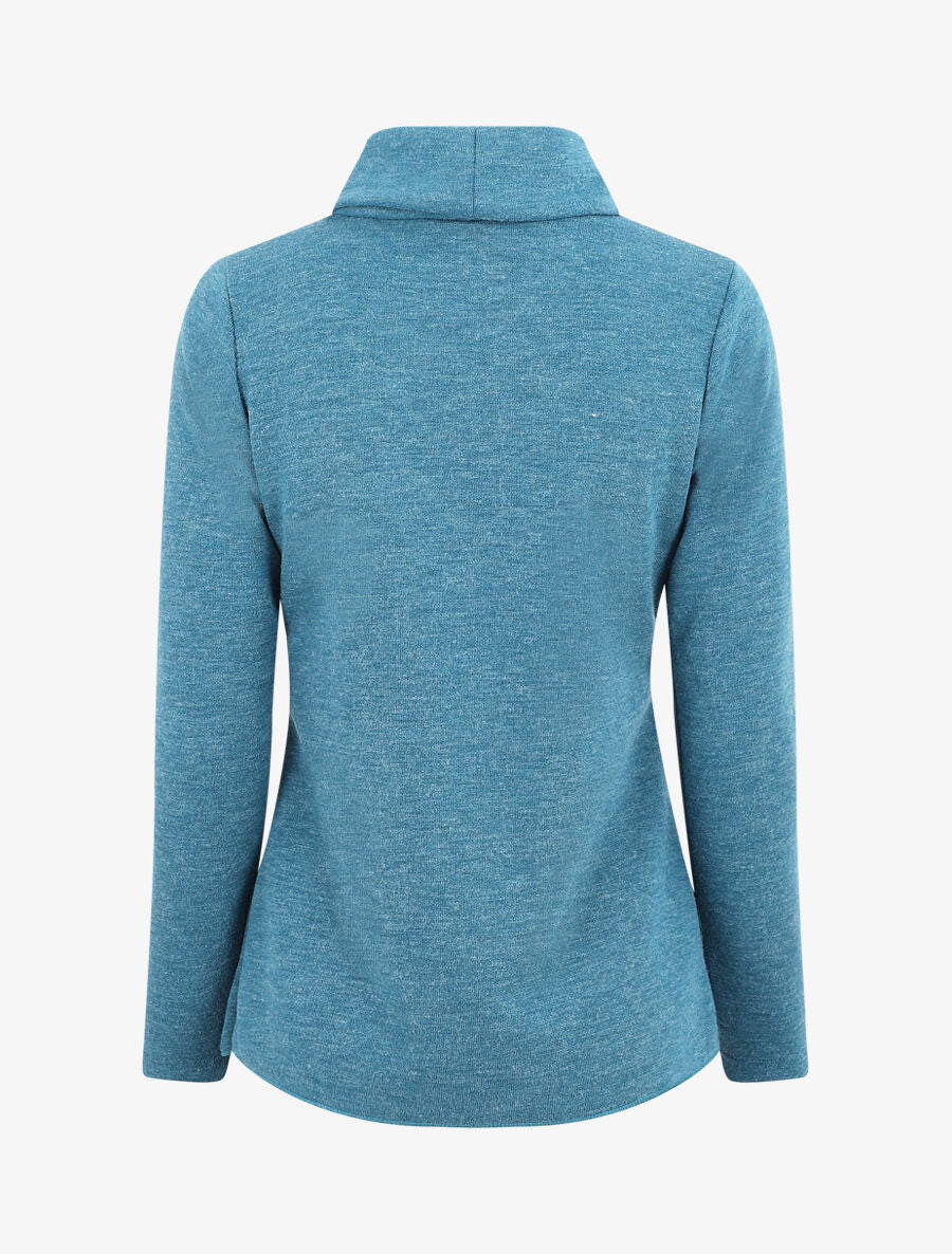 Pull droit boutonné à col roulé - Bleu canard - 2